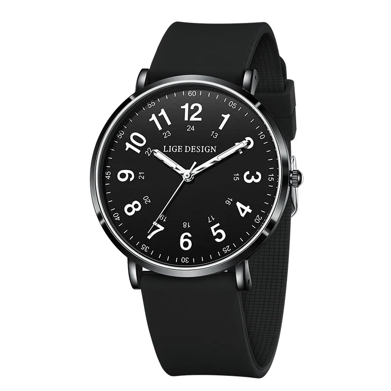 Women's Pink Silicone Watch Large Dial Rose Gold Minimal