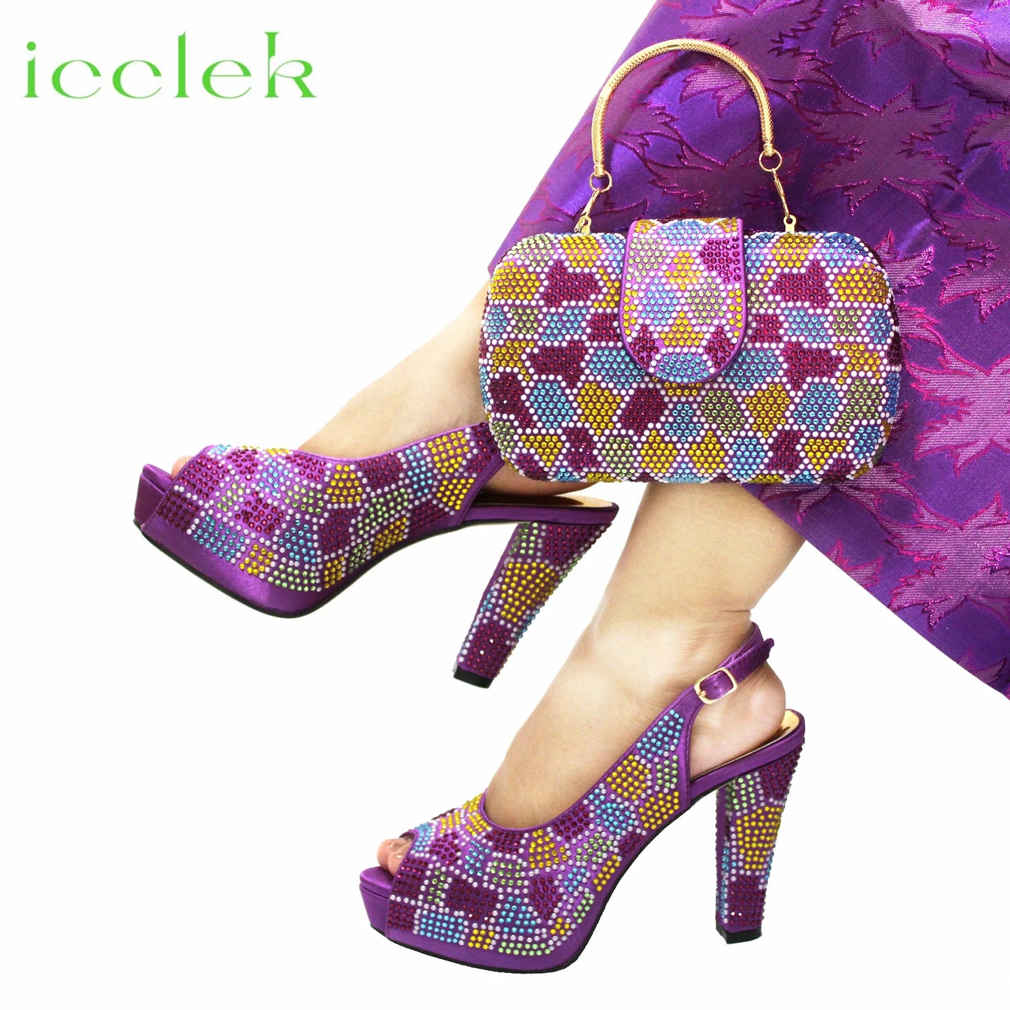 Latest Peep Toe Women's Shoes & Bag Set FGTY67
