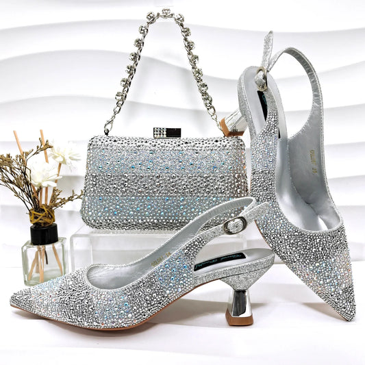 High Quality African Style Ladies Shoes And Bags Set ED125