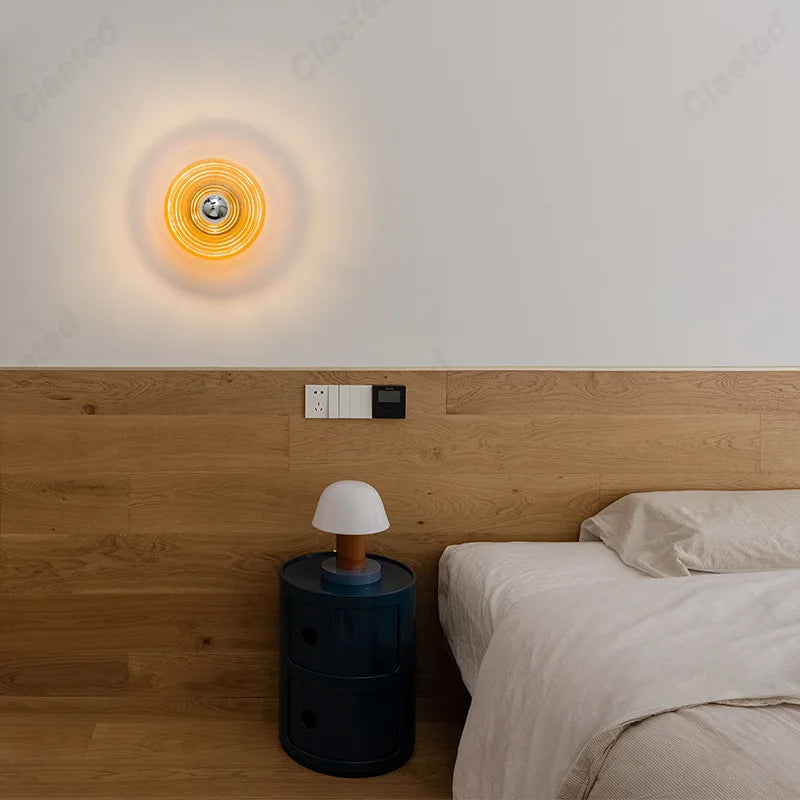 New Retro LED Ripple Glass Wall Lamp Living Room Background Wall Porch Corridor Decorative Lighting