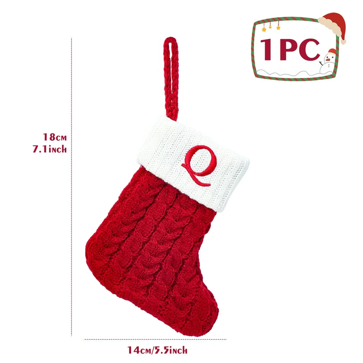 Christmas Socks Knitting Snowflake Letter Stocking Christmas Decoration for Home 2024 Xmas Tree Ornament Gift Navidad Natal A-Z