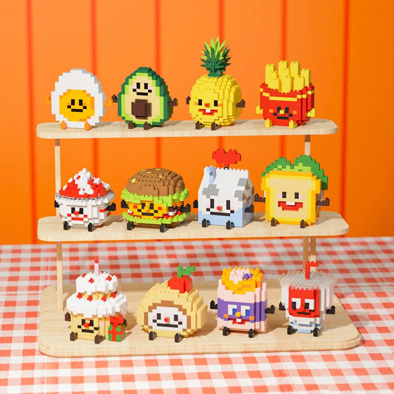 Fun Micro Particle Building Blocks Happy Eat and Play Series Vibrant Avocado Pineapple Children's Educational Assembling Toys