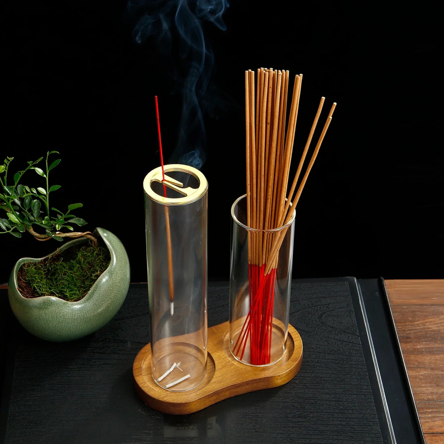 2 in 1 Glass Incense Holder for Sticks Anti-Ash Flying Incense Burne with Removable Ash Catcher and Incense Sticks Organizer