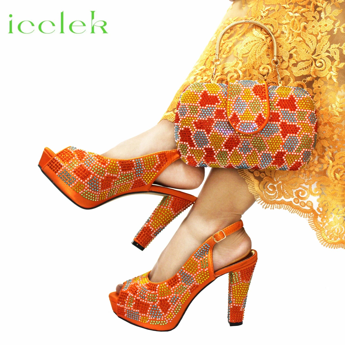 Latest Peep Toe Women's Shoes & Bag Set FGTY67