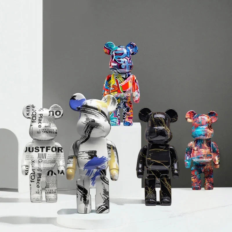 27cm/10Inches Graffiti Bear Figurine Home Decor Animal Abstract Ornament Storage Money Jar Modern Room Sculpture Table Decor