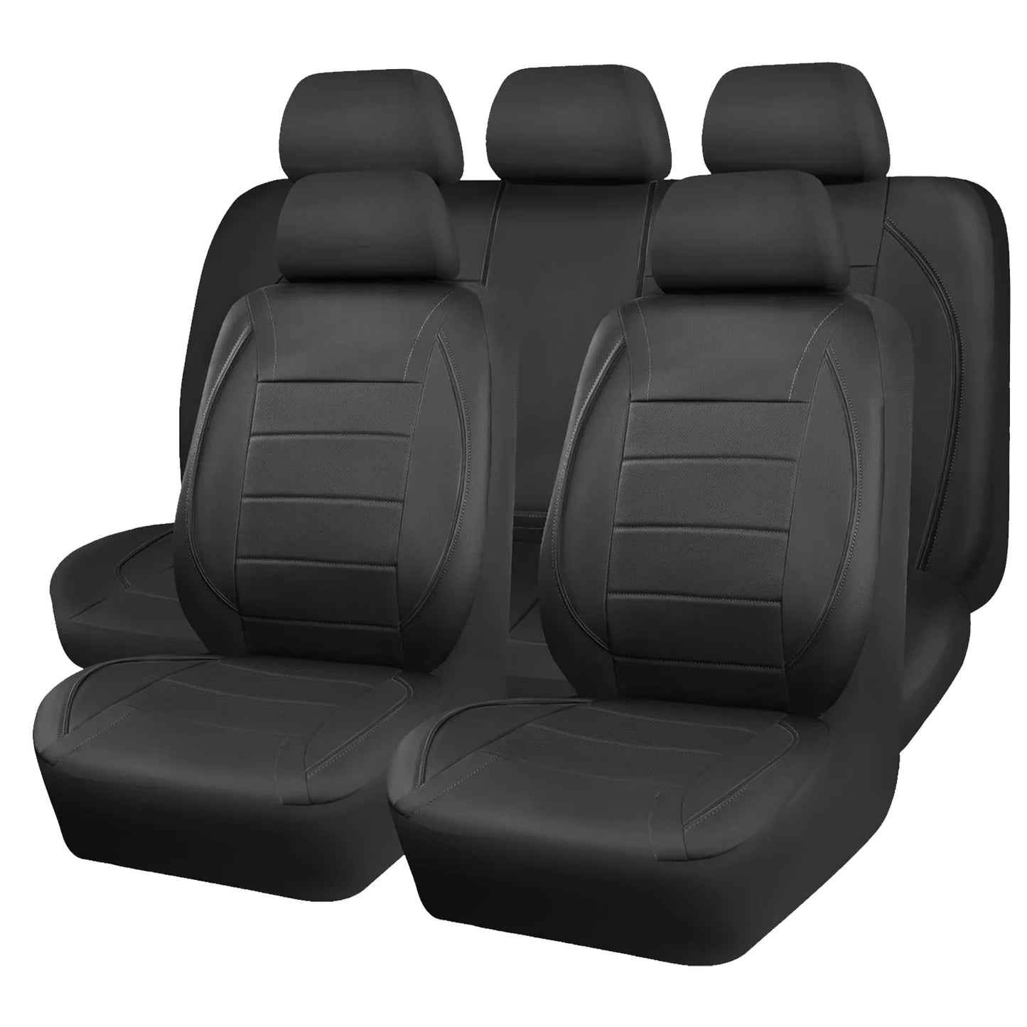 Universal Leather Car Seat Covers Red Simple Waterproof 5 Seat Car Seat Cover