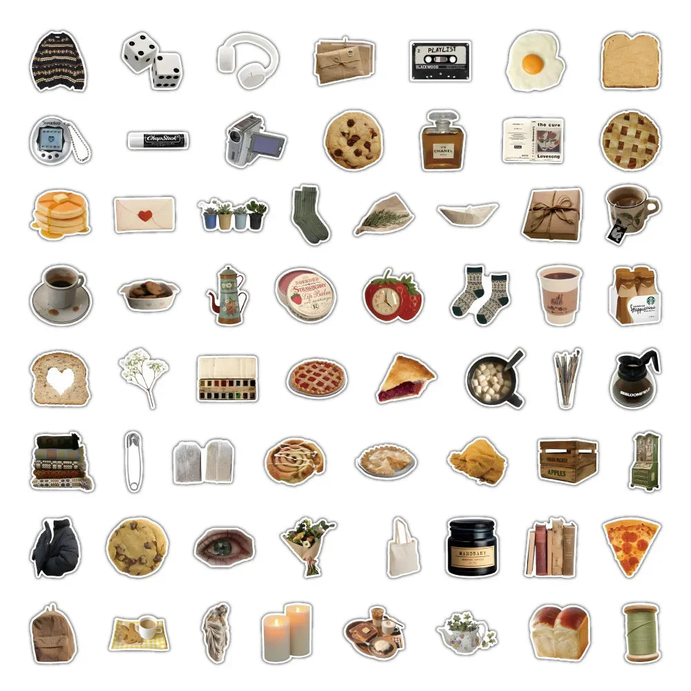 10/30/60/120PCS Ins Vintage Art Vsco Cartoon Stickers Aesthetic Decals Laptop Luggage Skateboard Car Waterproof Sticker Kid Toy