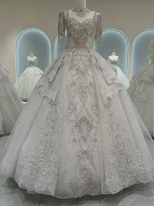 Luxurious Off Shoulder French Wedding Dress EDW325