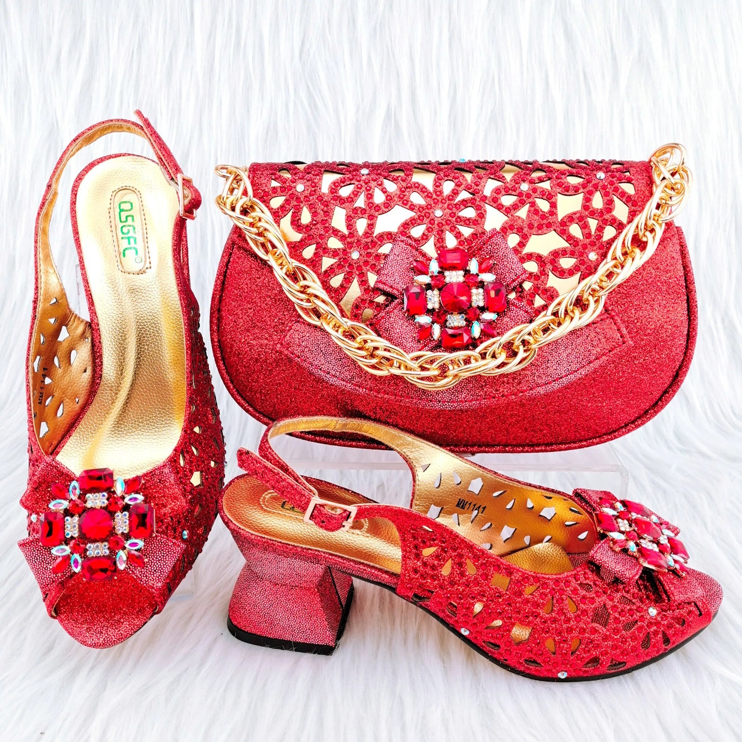 African Wedding Shoes and Bag Set HGY1-46