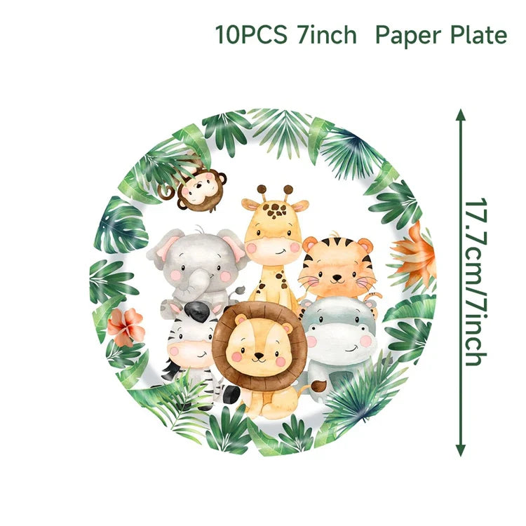 Jungle Animal Tablecloth Birthday Party Decor Palm Leaves Tablecloth Jungle Safari Wild One Kids Birthday Party Decoration