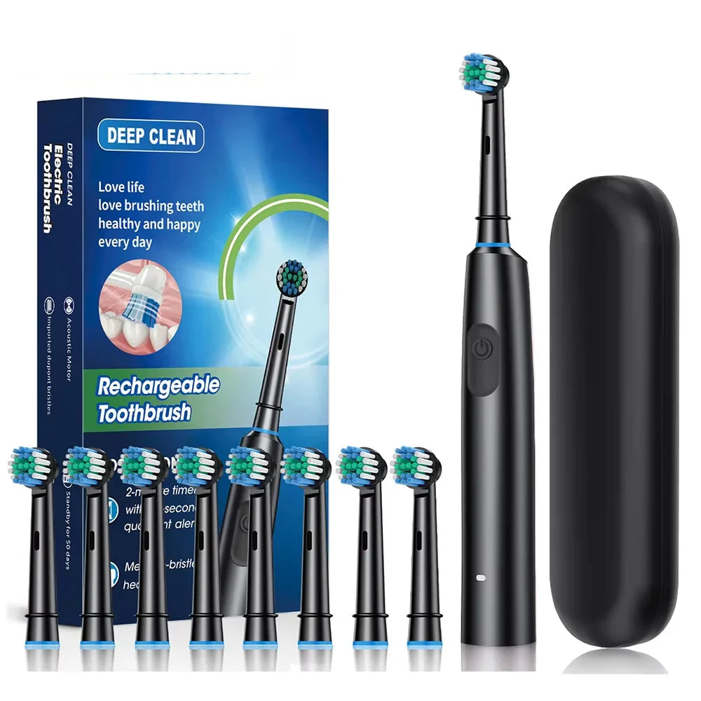 Intelligent Rotating Electric Toothbrush – Rechargeable Smart Tooth Cleaner Compatible with Oral-B Brush Heads | Deep Cleaning Automatic Toothbrush