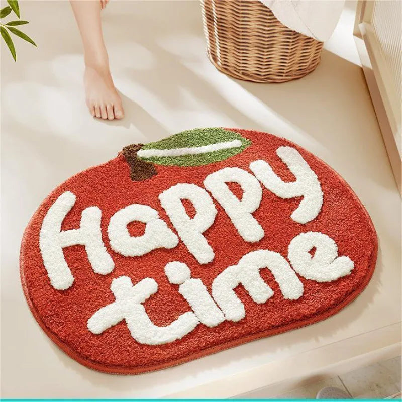 VIKAMA Little Fresh Fruit Special Imitation Cashmere Carpet Warm Machine Washable Bathroom Door Carpet Porch Mat Home Decor