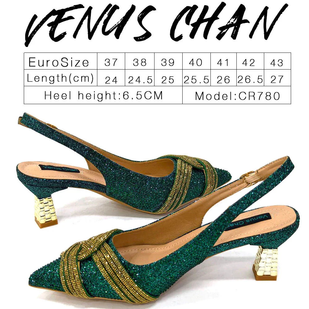Women's Shoes and Bag Set with Rhinestone