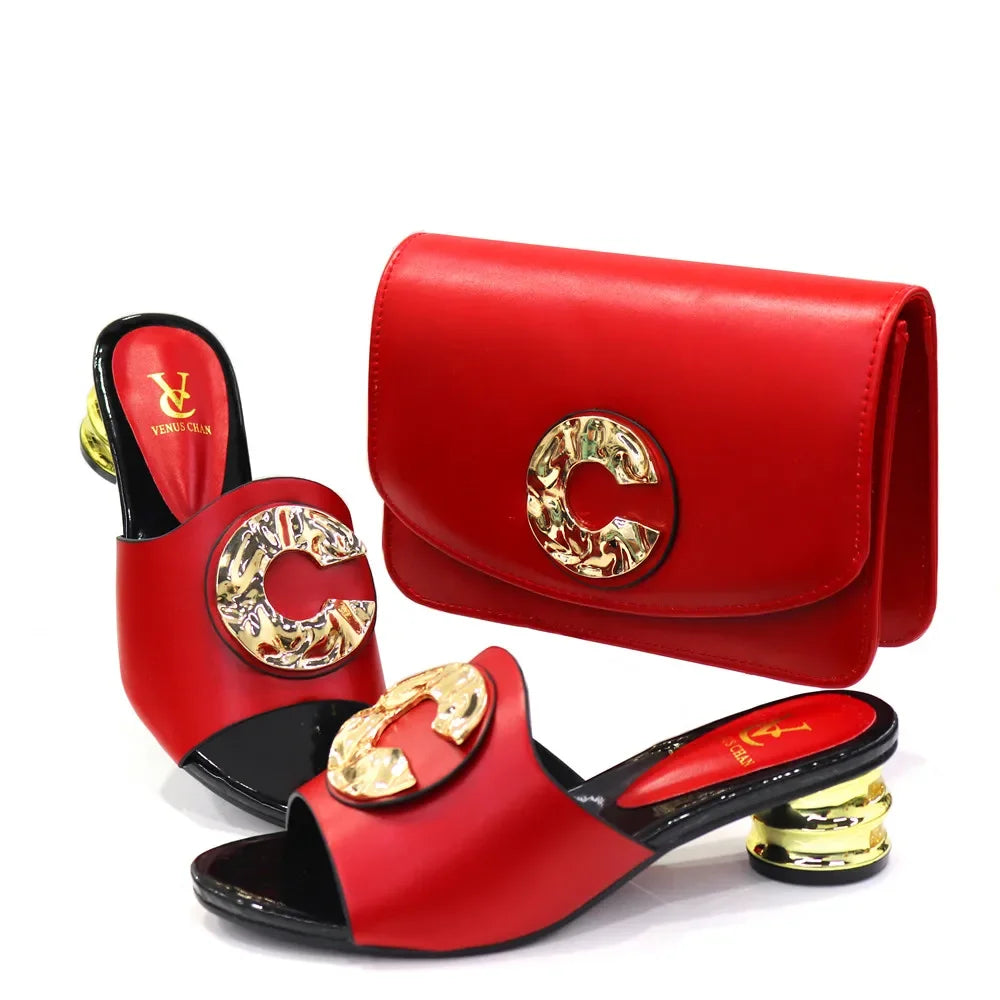 Latest Fashion African Shoes and Bags Set GH564