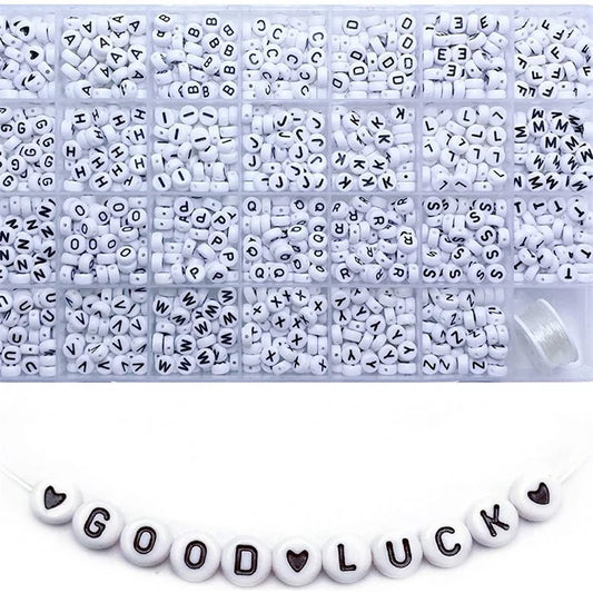 1400pcs/Box Acrylic English Alphabet Letter Beads Set Kits With Stretch Cords For Bracelets Jewelry Acrylic Beads Accessories