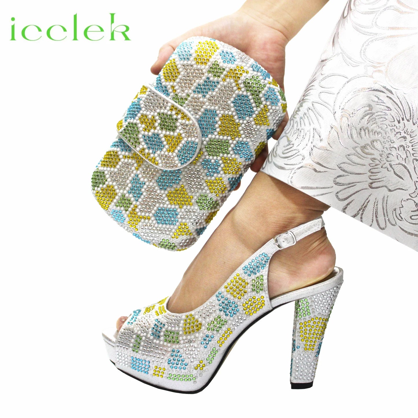 Latest Peep Toe Women's Shoes & Bag Set FGTY67