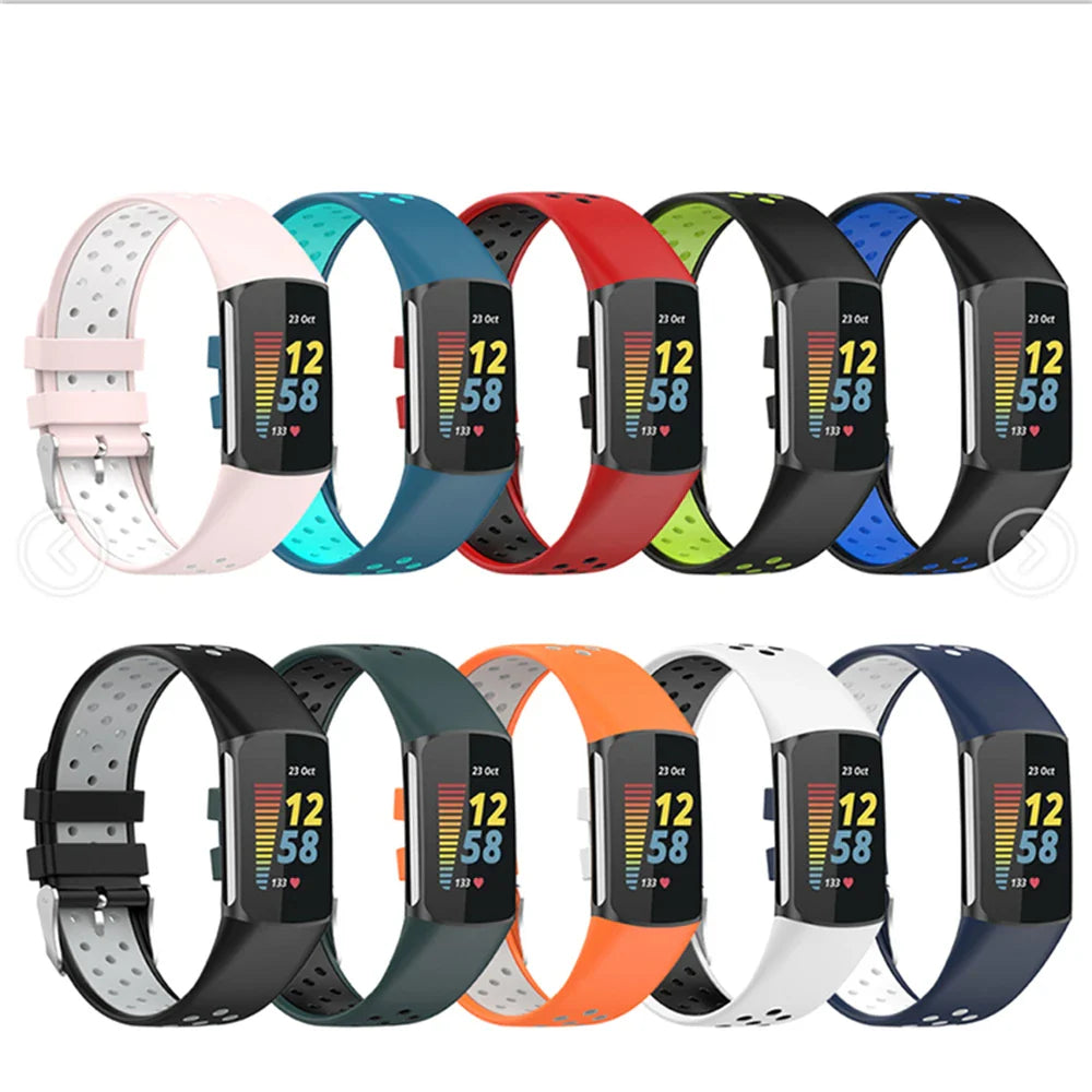Fitbit Charge 5 6 Silicone Strap - Breathable Sport Band