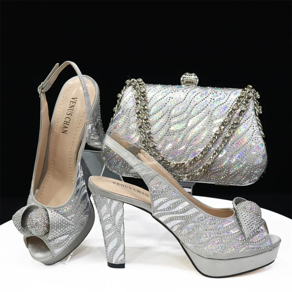 Italian Shoes And Bag Sets For Evening Party With Stones HJK1-60