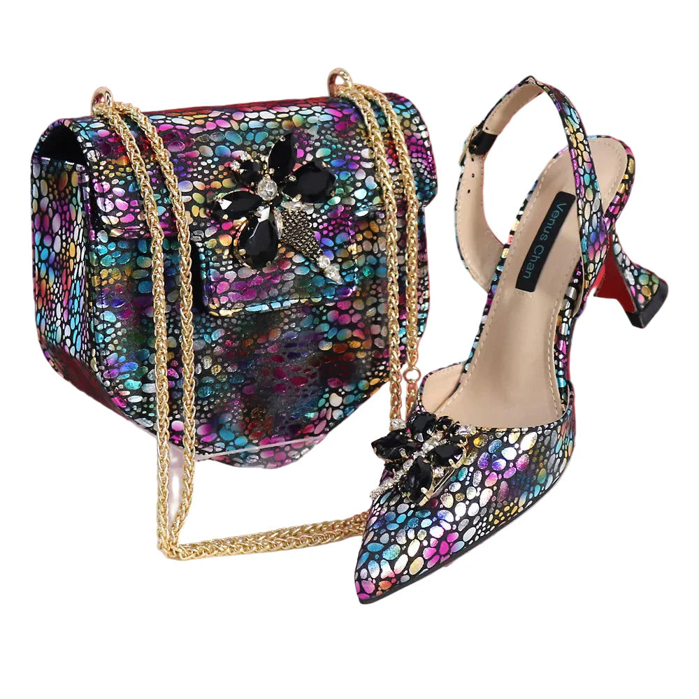New Ladies Heels And Matching Bag Set NBG54