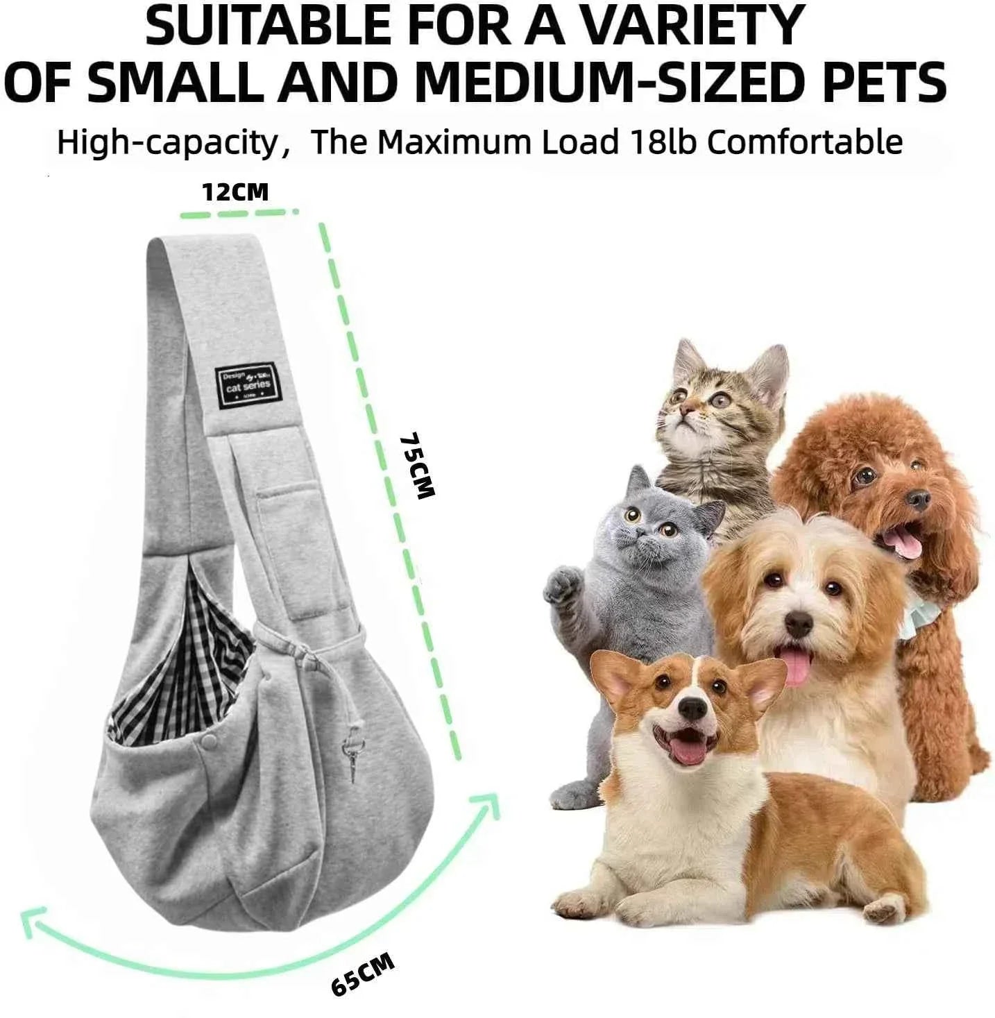 Cotton Dog Sling Carrier – Crossbody Travel Bag