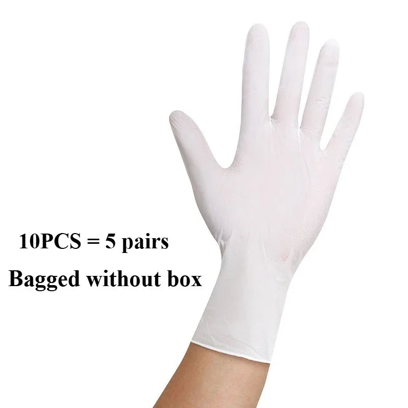 10-100PCS White Nitrile Disposable Gloves – Latex & Powder-Free Household, Cooking, Food-Safe, and Cleaning Work Gloves