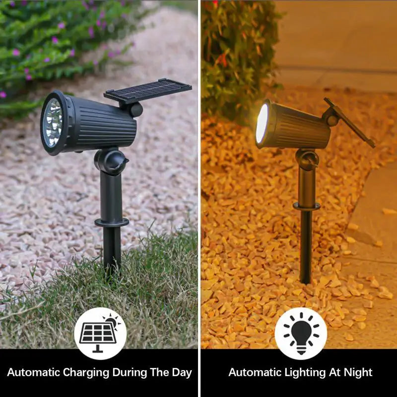9LED Solar Spotlights Garden Waterproof IP65 Spot Lights Brightness Adjustable for Outdoor Backyard Driveway Lawn Decor Lighting