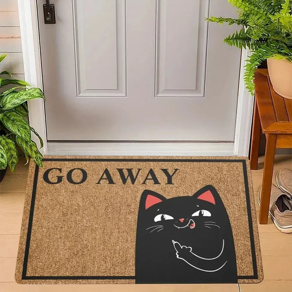 Go Away Doormat Weird Cat Rug Non-Slip All-Weather Carpet  Humorous Welcome Mat for Indoor Outdoor Entryway Home Decor  Carpet