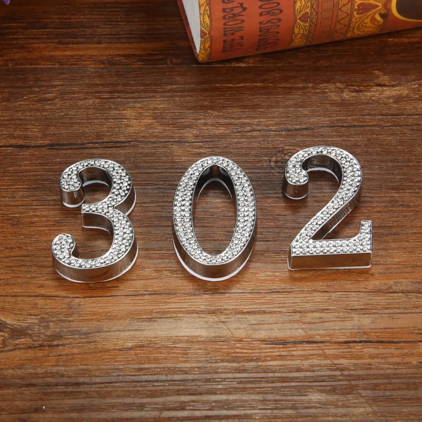 1PCS Metal House Number with Imitation Diamond Self-Adhesive Door Numbers for Apartment Hotel Home Mail Box Label Outddoor #0-9
