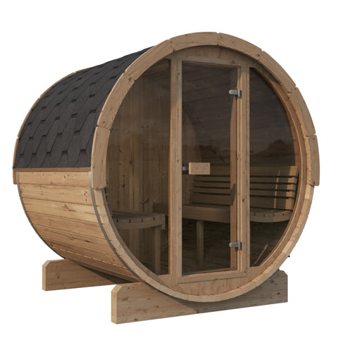 SaunaLife Model E7G Sauna Barrel with Glass Front