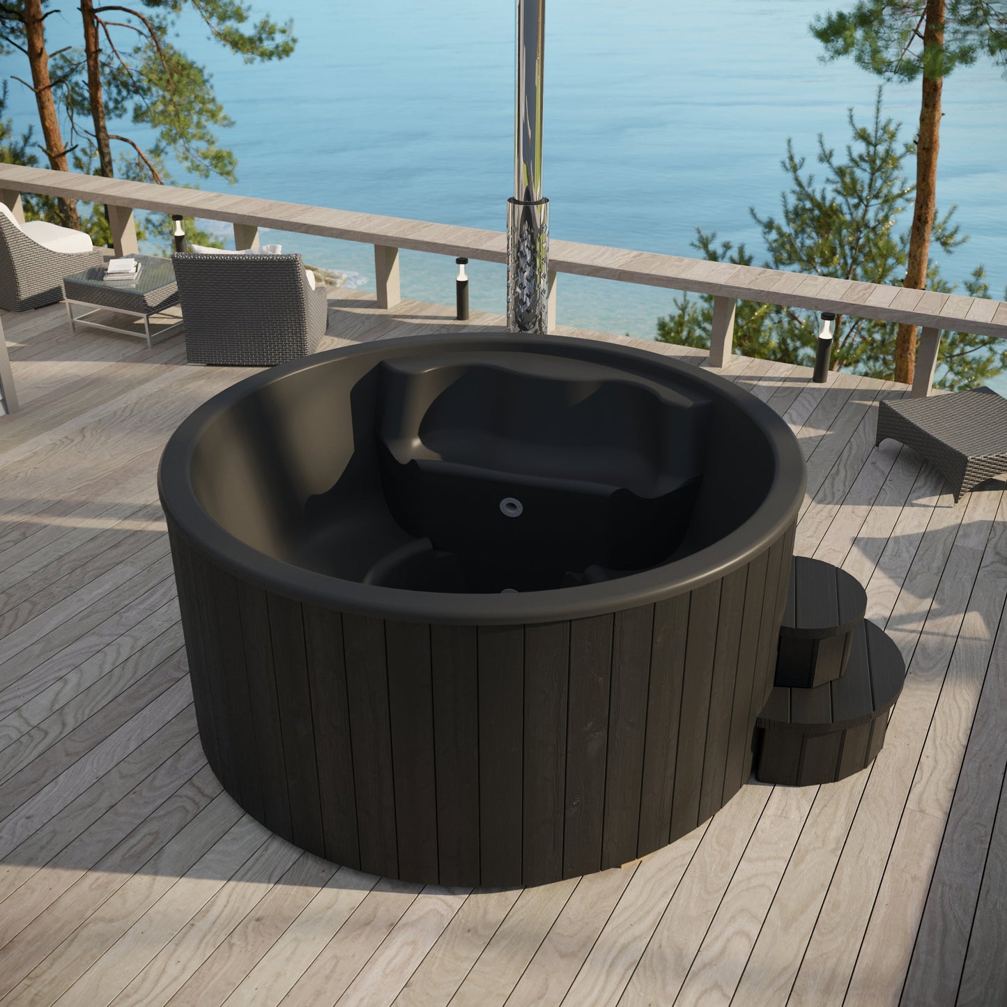 SaunaLife Model S4B Soak-Series Home Wood-Burning Hot Tub