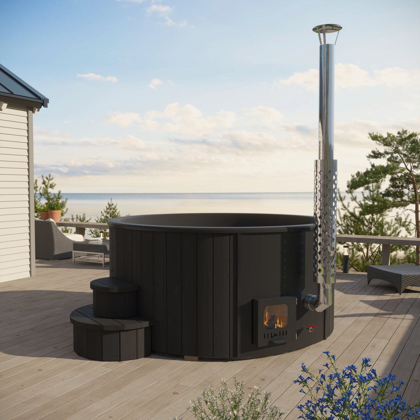 SaunaLife Model S4B Soak-Series Home Wood-Burning Hot Tub