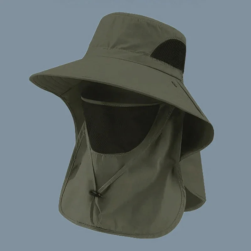 Summer Sun Hats UV Protection Outdoor Hunting Fishing Cap For Men Women Hiking Camping Visor Bucket Hat Neck Flap Fisherman Hat