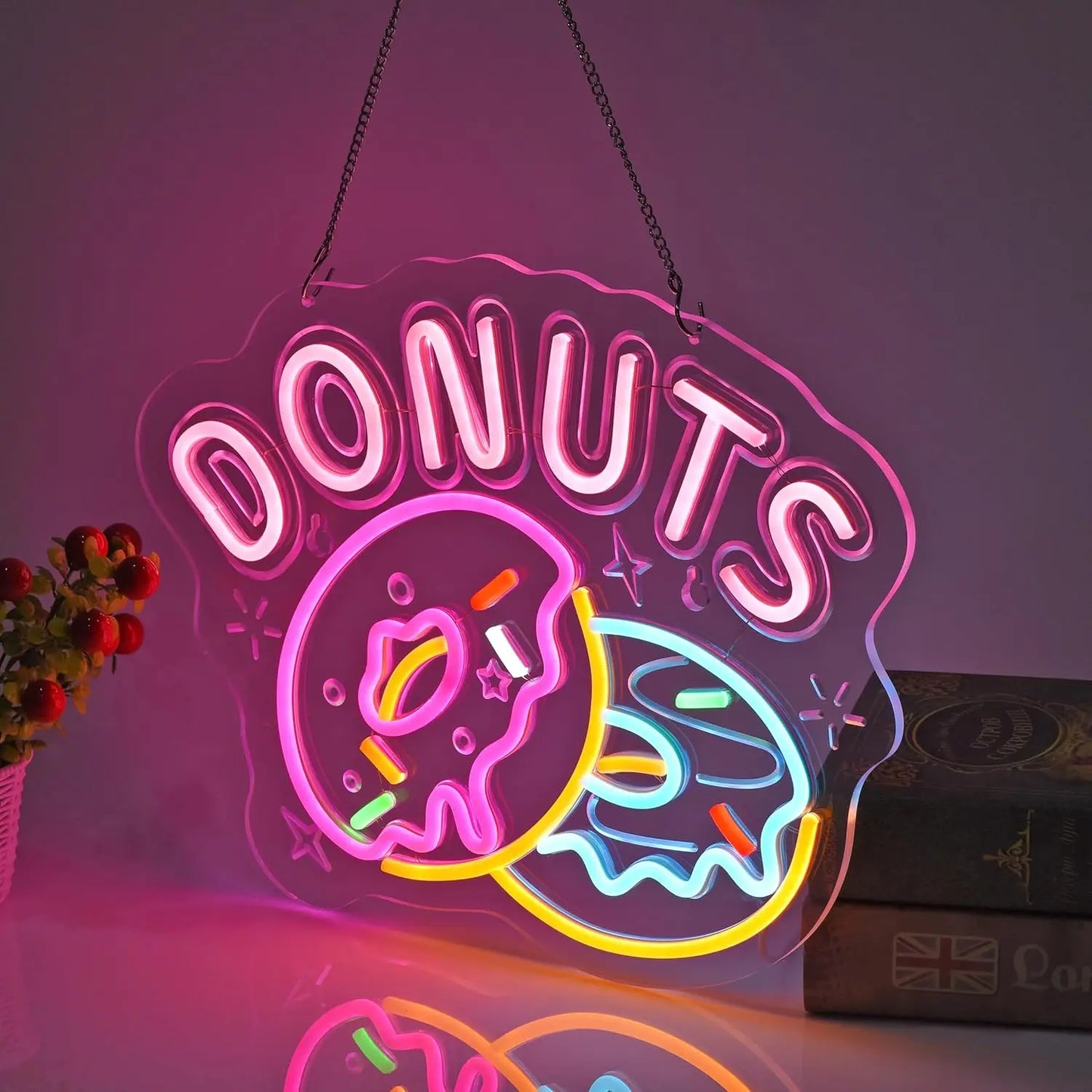 Donuts Neon Sign LED Donuts Neon Light USB Powered for Restaurants Bars Store Coffee Shops Western Restaurant Wall Decor