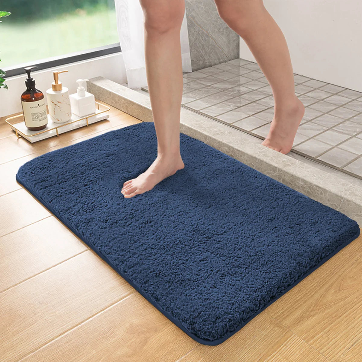 Long Hair Absorbent Bathroom Mat – Furry Non-Slip Shower, Toilet & Entrance Foot Wiping Rug