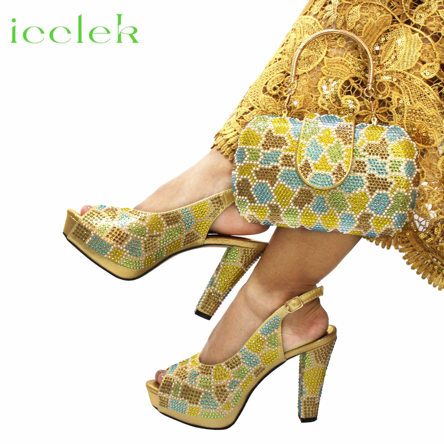 Latest Peep Toe Women's Shoes & Bag Set FGTY67