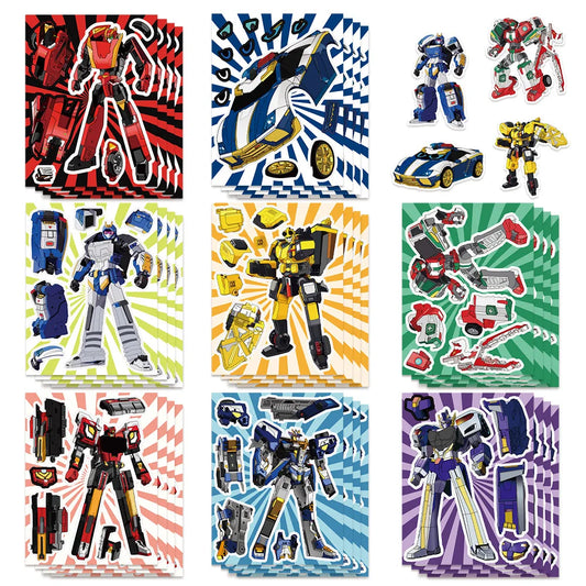 8/16/24PCS Machine Warrior Puzzle Stickers DIY Handicraft Notebook Stationery Helmet Stickers