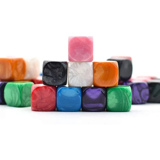 10pcs/set  Rounded Corner Dice Pearl Pattern Blank Glossy Dice DIY Game Accessories 16mm