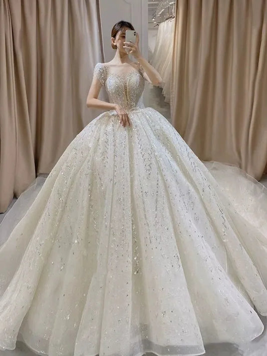Exquisite Wedding Dress O-neck EDW21