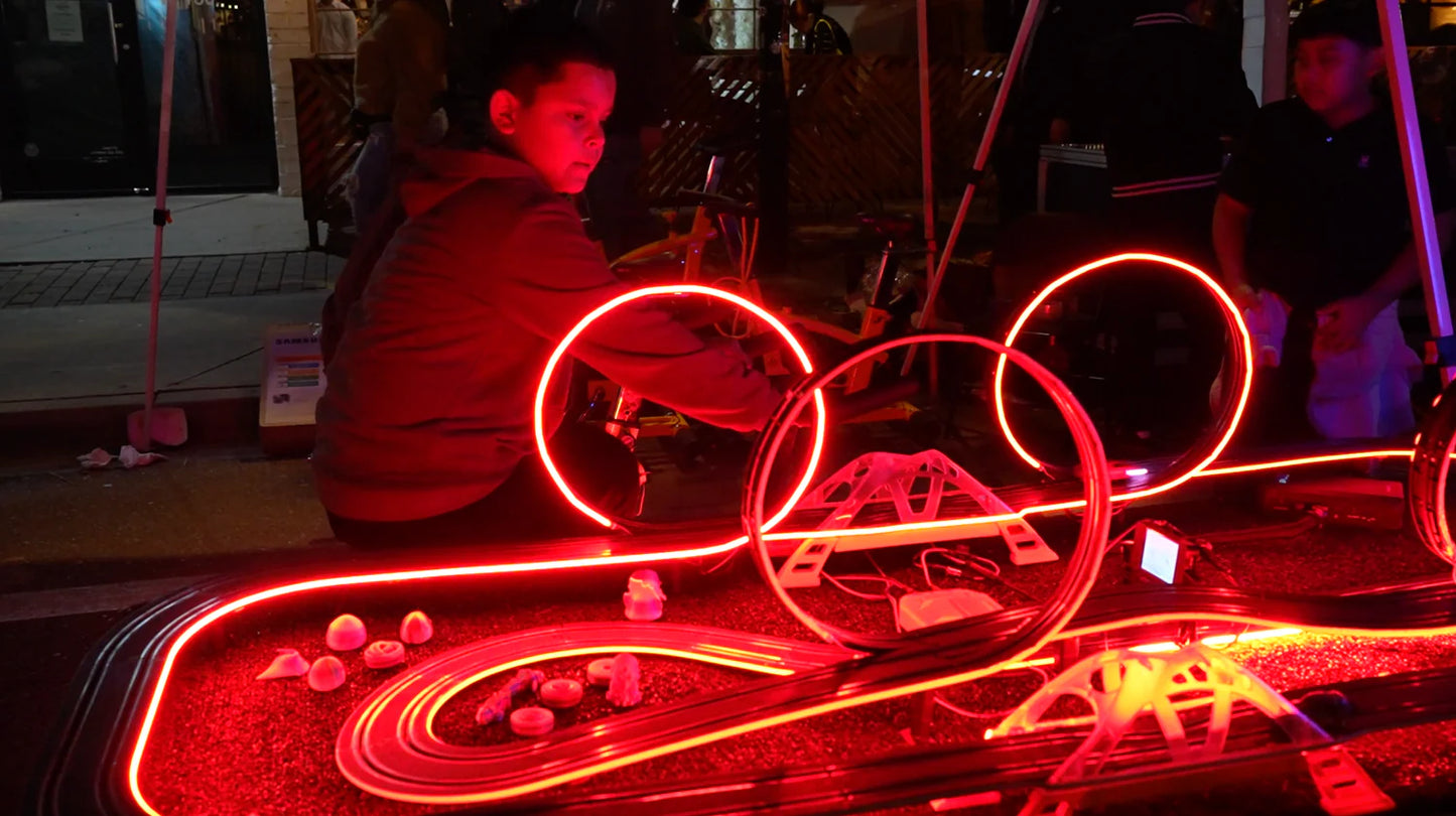Bicycle Powered Slot Cars by Pedal Power Generator
