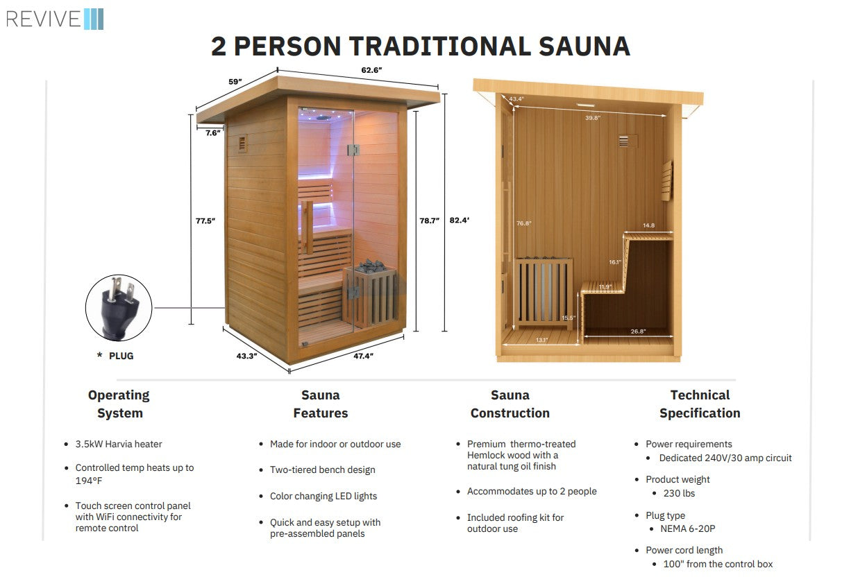 Revive 2 Person Traditional Sauna