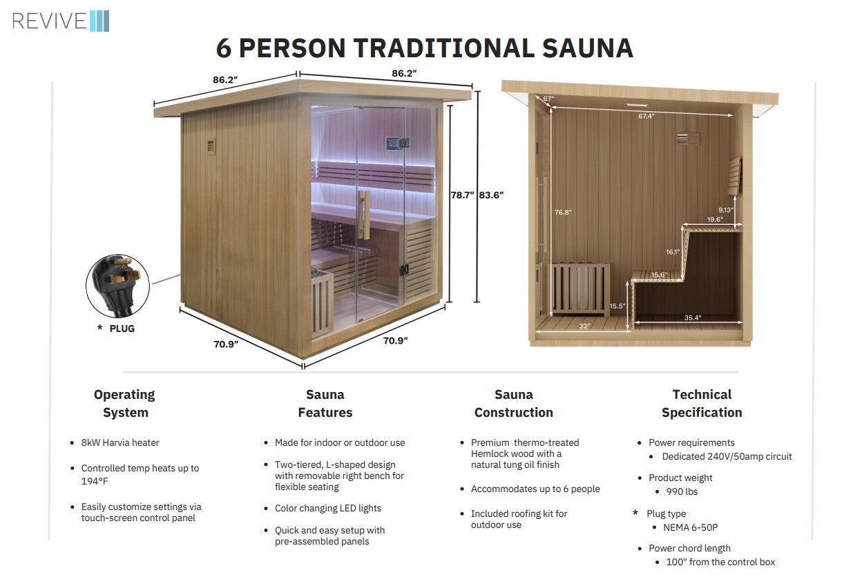 Revive 6 Person Traditional Sauna