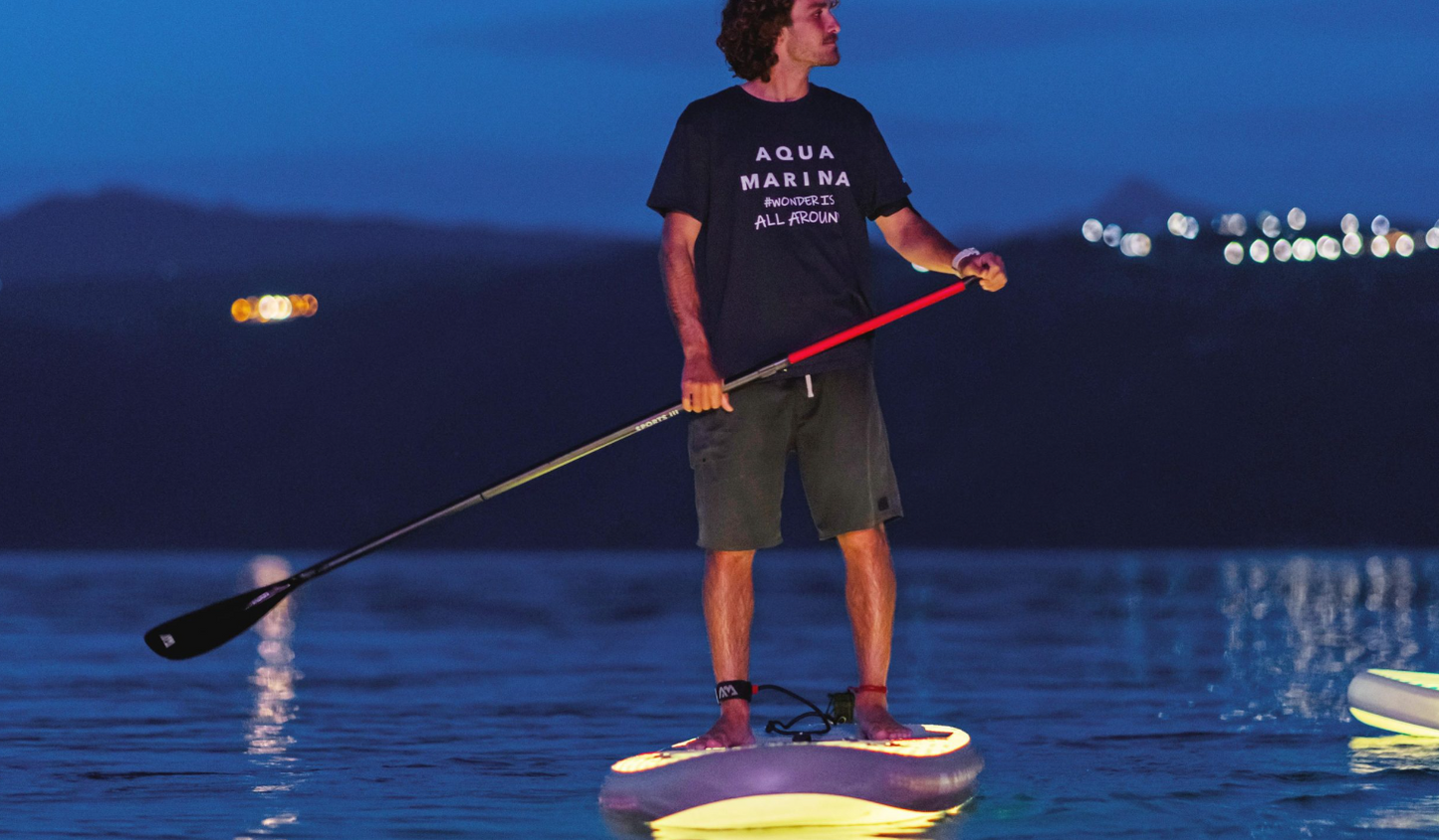 Aqua Marina Ray Glowing Paddle Board with 7 Color Options - Includes Paddle