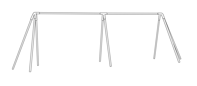 10 ft Commercial Swing Set - 4 Swings 2 Bay Heavy Duty