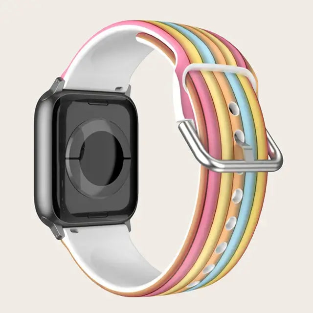 Apple Watch Silicone Strap - Colorful Floral Pattern Band