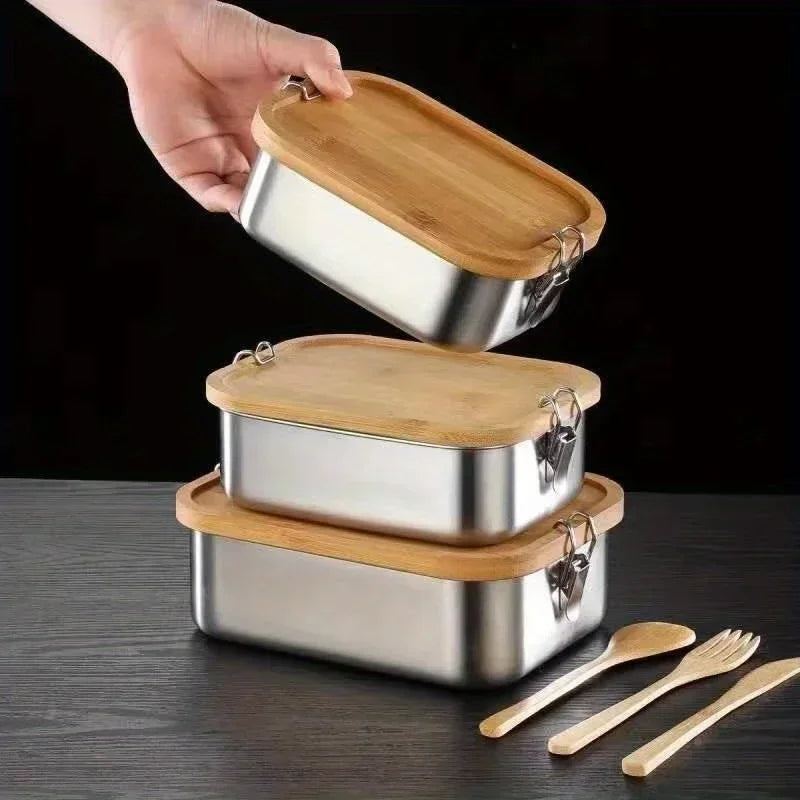 304 Stainless Steel Lunch Boxes Sealed Containers Portable Sushi Box Bento Camping Tableware Leakproof Food Carrier