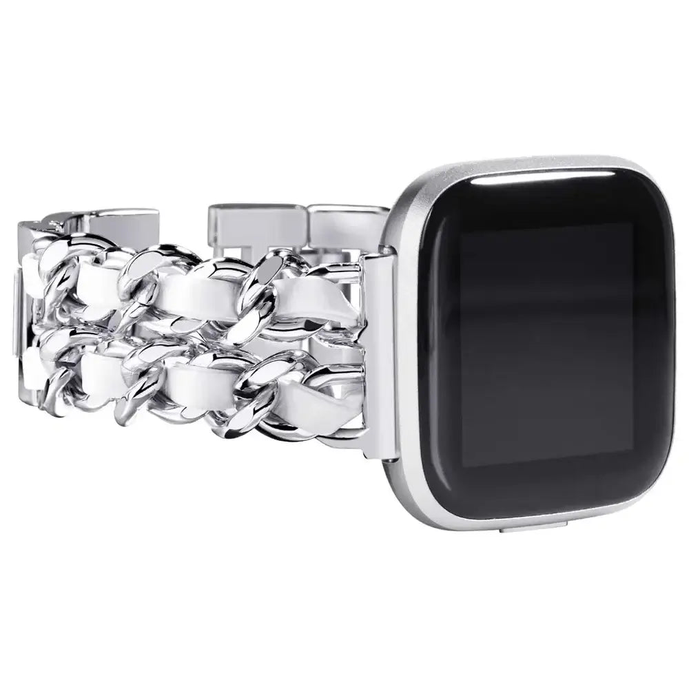 Fitbit Versa & Sense Leather Metal Band - Luxurious Design