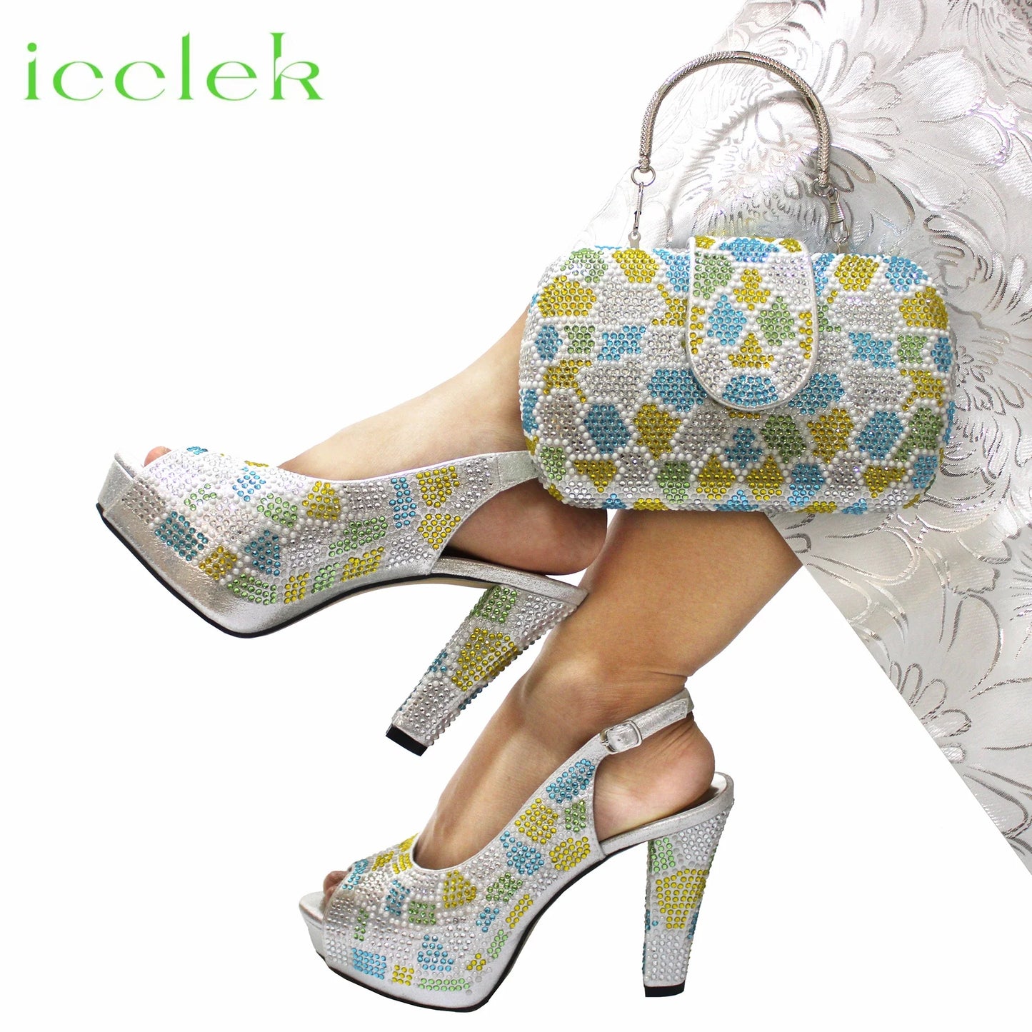 Latest Peep Toe Women's Shoes & Bag Set FGTY67