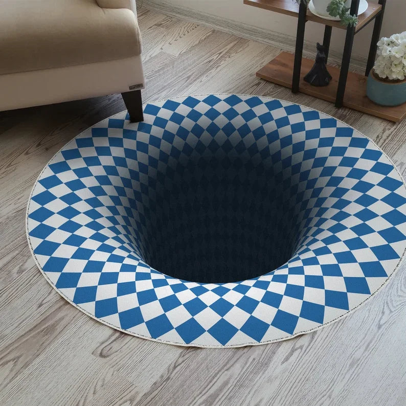 Fantasy Dragon 3D Printed Round Rug Library Dragon Hole Illusion Floor Mat Mystic Gothic Home Decor Round Carpet