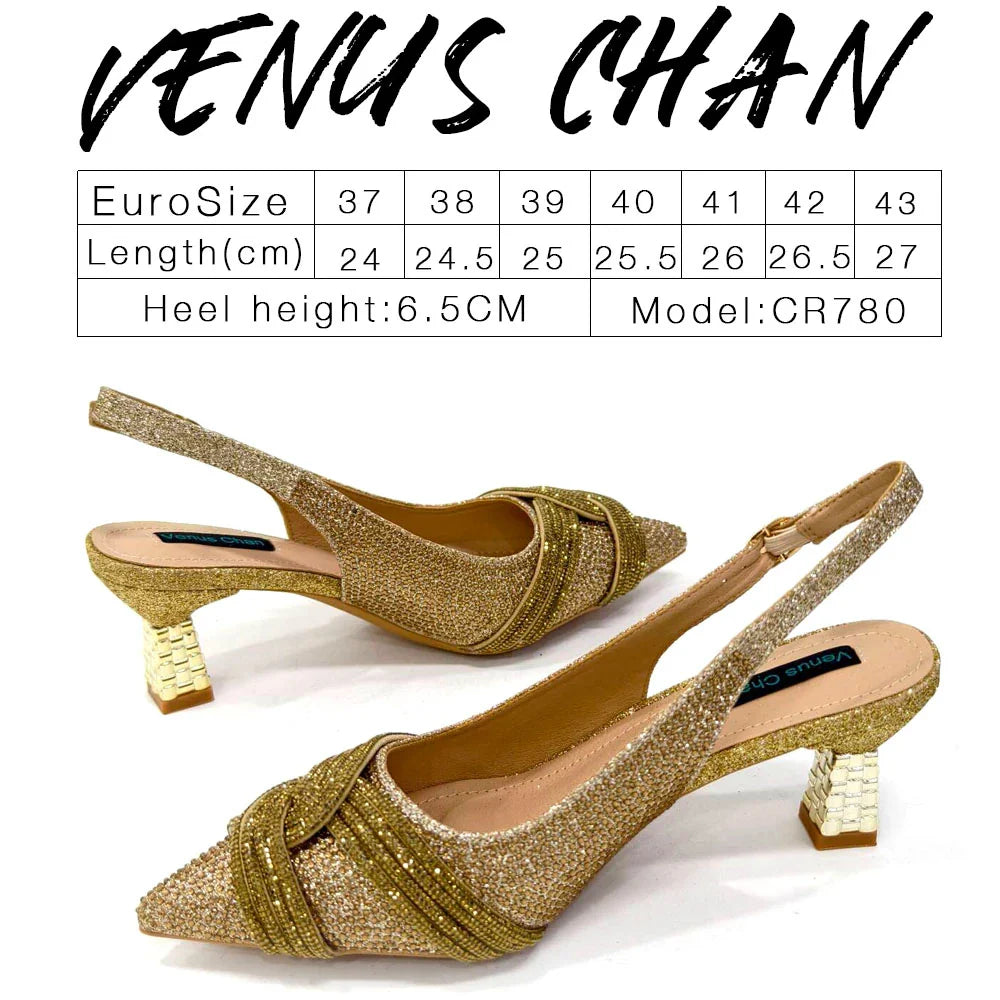 Women's Shoes and Bag Set with Rhinestone