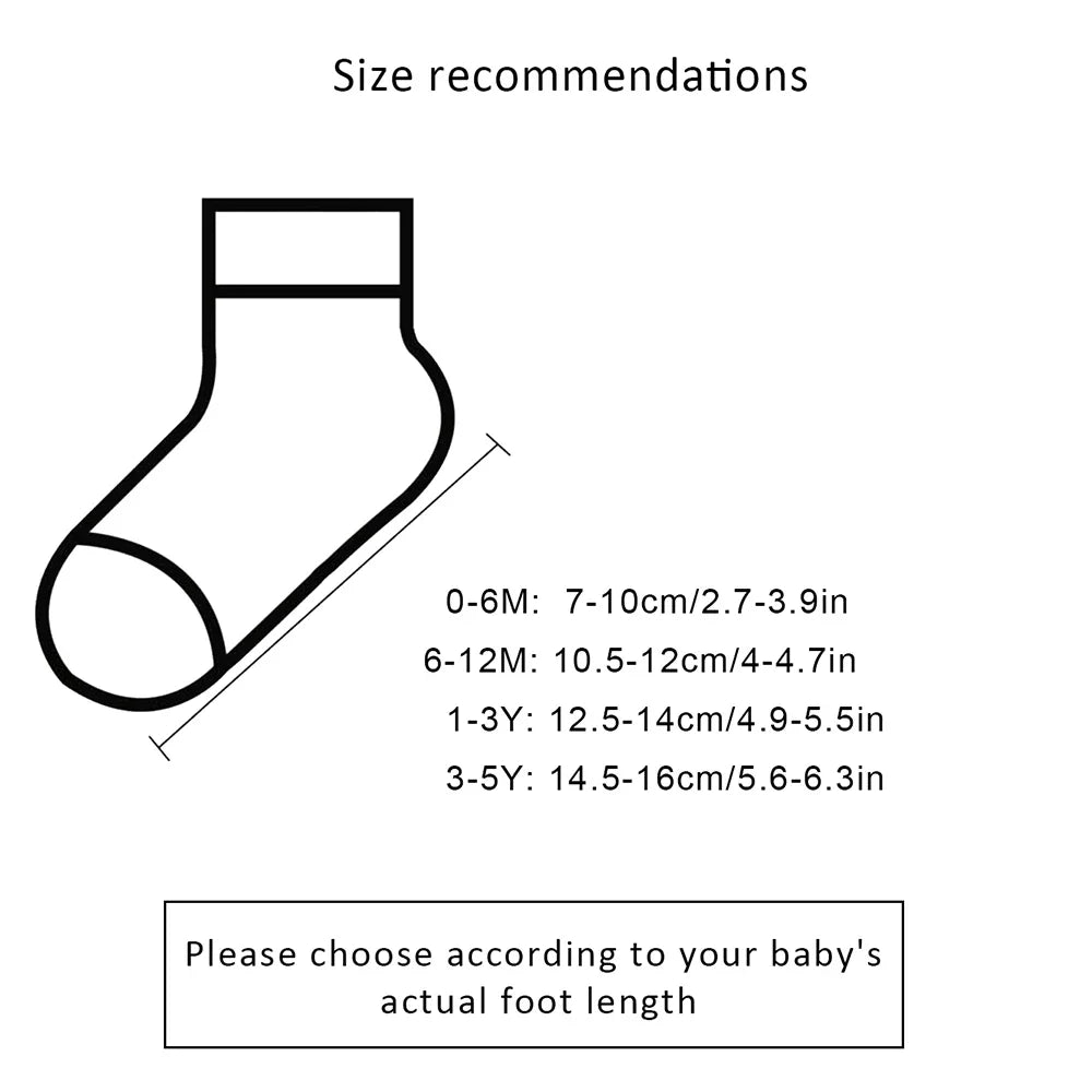 5 Pairs Baby Socks Toddler Soft Comfortable Breathable All-Season Cartoon Bear Pattern Kids Footwear